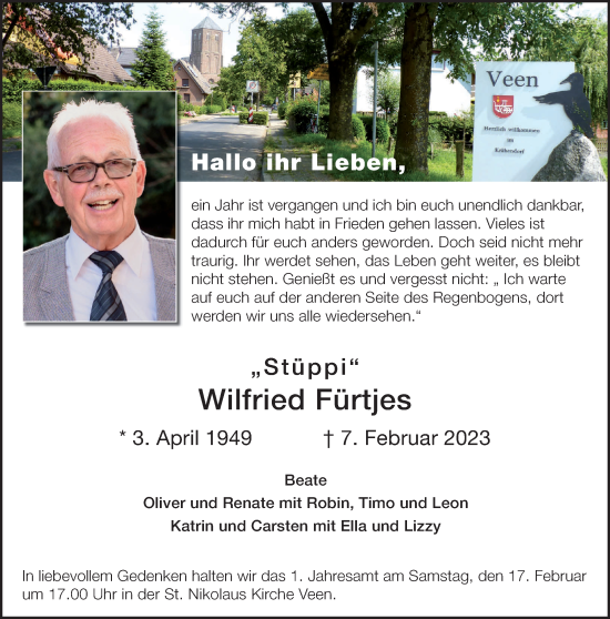 Traueranzeige von Wilfried Fürtjes von NNA