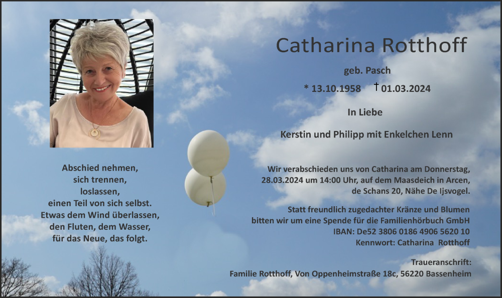  Traueranzeige für Catharina Rotthoff vom 09.03.2024 aus NNA