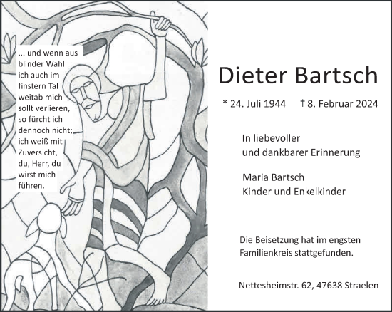 Traueranzeige von Dieter Bartsch von NNA