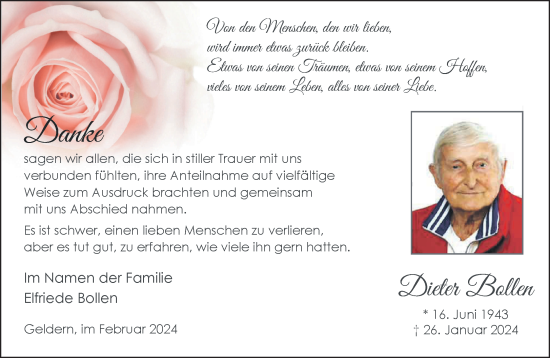 Traueranzeige von Dieter Bollen von NNA