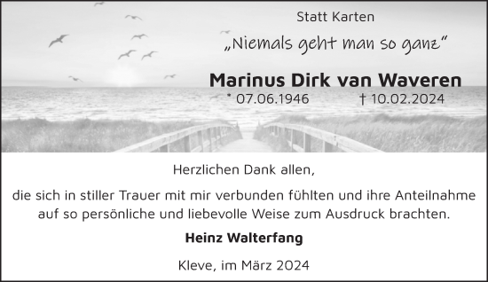 Traueranzeige von Marinus Dirk van Waveren von NNA