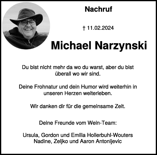 Traueranzeige von Michael Narzynski von NNA