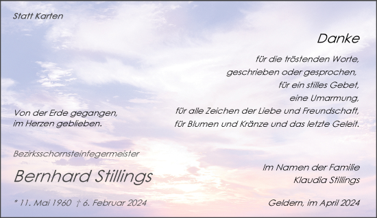 Traueranzeige von Bernhard Stillings von NNA