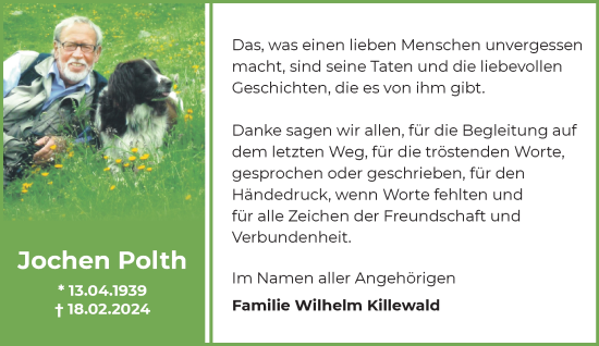 Traueranzeige von Jochen Polth von NNA