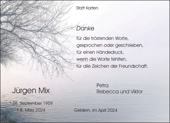 Traueranzeige von Jürgen Mix von NNA