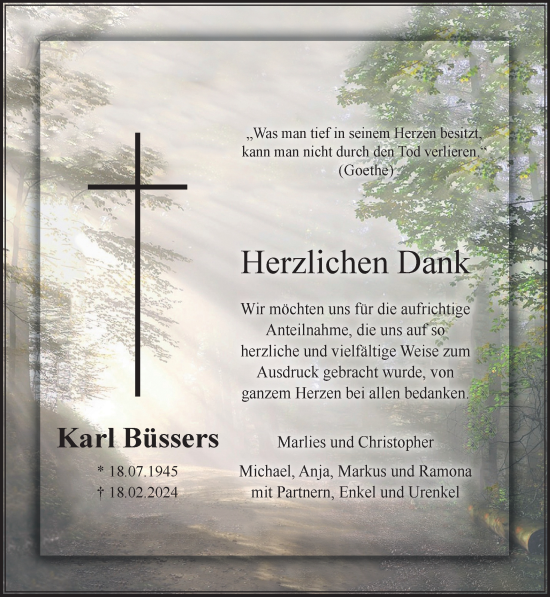 Traueranzeige von Karl Büssers von NNA
