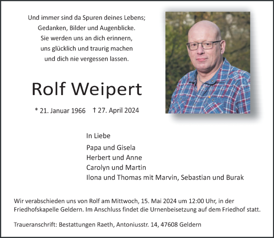 Traueranzeige von Rolf Weipert von NNA