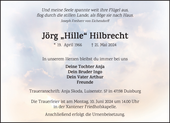 Traueranzeige von Jörg Hilbrecht von NNA