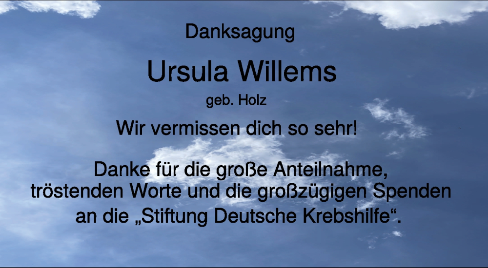  Traueranzeige für Ursula Willems vom 19.06.2024 aus NNA