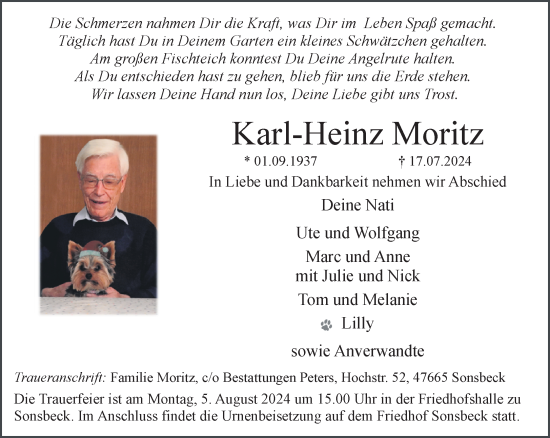 Traueranzeige von Karl-Heinz Moritz von NNA