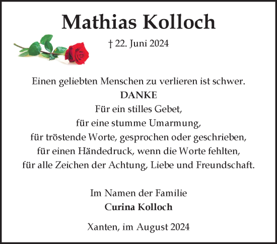 Traueranzeige von Mathias Kolloch von NNA