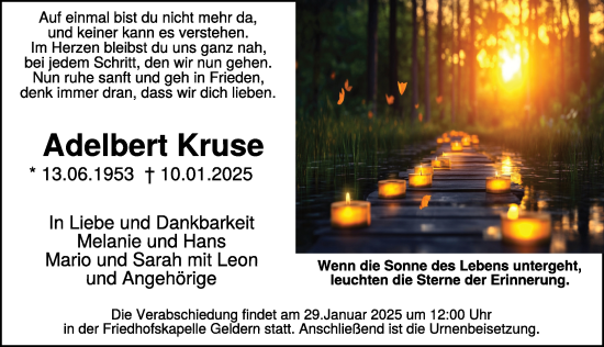Traueranzeige von Adelbert Kruse von NNA