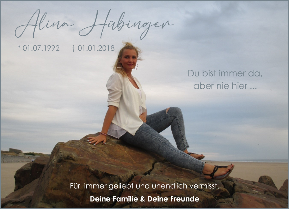  Traueranzeige für Alina Hübinger vom 04.01.2025 aus NNA