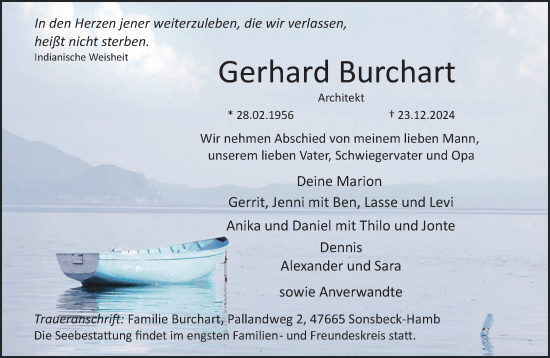Traueranzeige von Gerhard Burchart von NNA