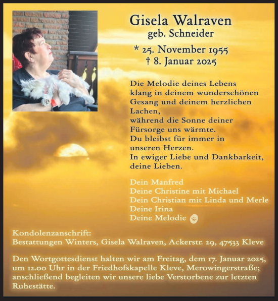 Traueranzeige von Gisela Walraven von NNA