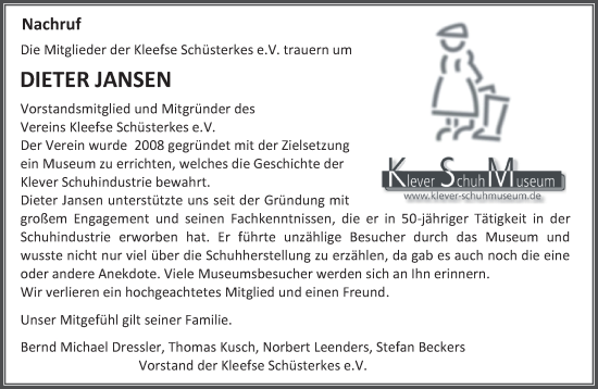 Traueranzeige von Hans-Dieter Jansen von NNA
