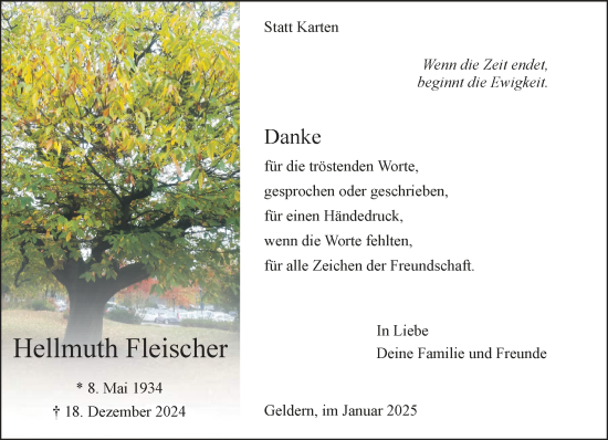 Traueranzeige von Hellmuth Fleischer von NNA