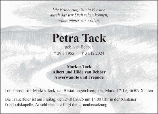Traueranzeige von Petra Tack von NNA