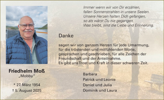 Traueranzeige von Friedhelm Moß von NNA