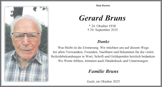 Traueranzeige von Gerard Bruns von NNA