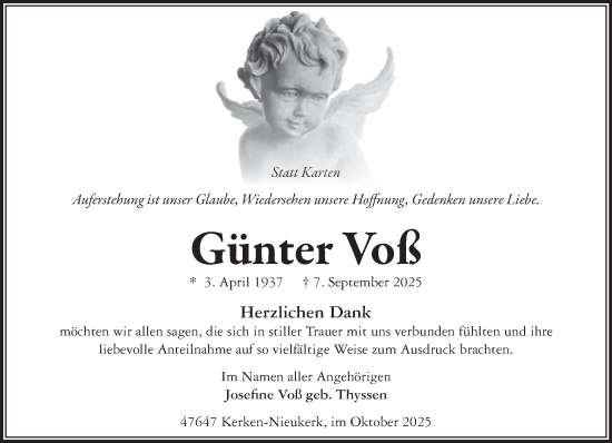 Traueranzeige von Günter Voß von NNA