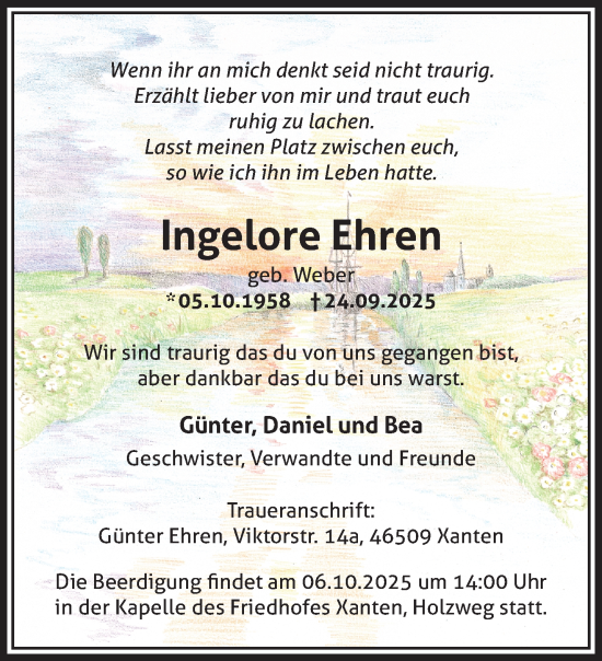 Traueranzeige von Ingelore Ehren von NNA