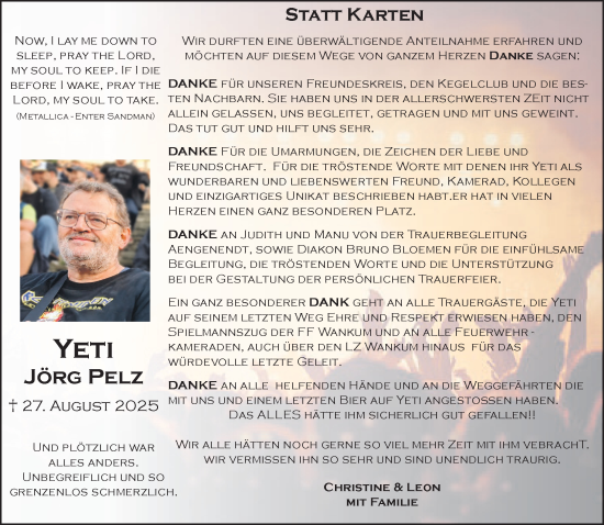 Traueranzeige von Jörg Pelz von NNA