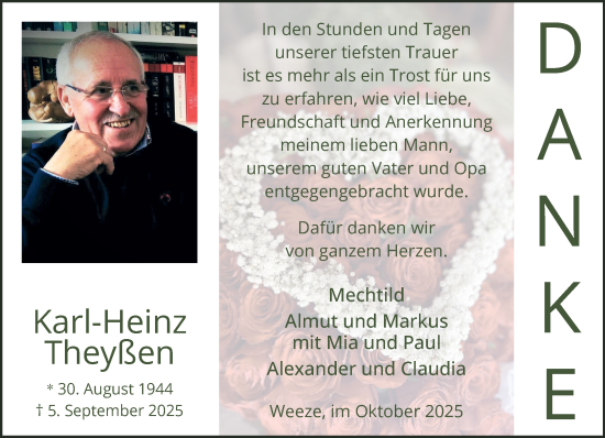 Traueranzeige von Karl-Heinz Theyßen von NNA