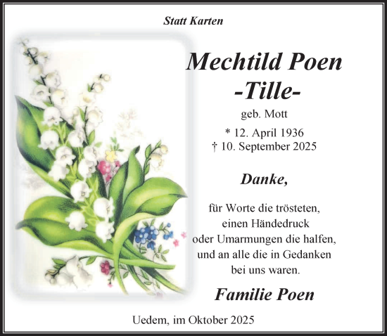 Traueranzeige von Mechtild Poen von NNA