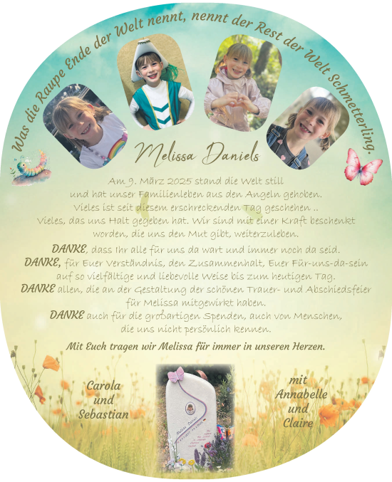 Traueranzeige von Melissa Daniels von NNA