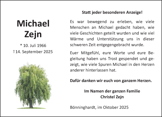 Traueranzeige von Michael Zejn von NNA