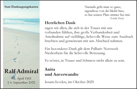 Traueranzeige von Ralf Admiral von NNA