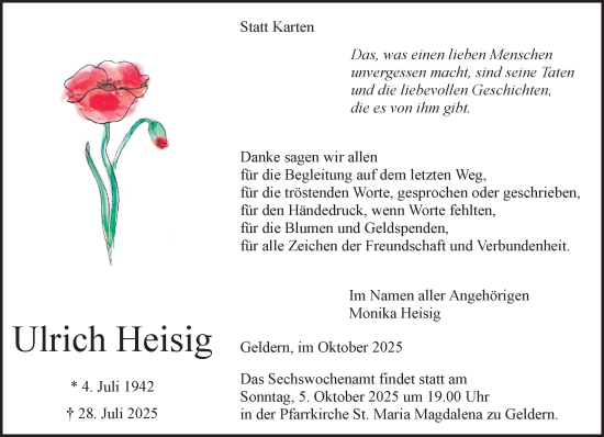 Traueranzeige von Ulrich Heisig von NNA