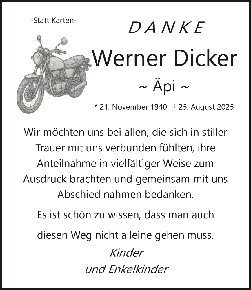  Traueranzeige für Werner Dicker vom 11.10.2025 aus NNA