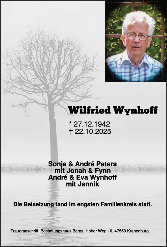 Traueranzeige von Wilfried Wynhoff von NNA