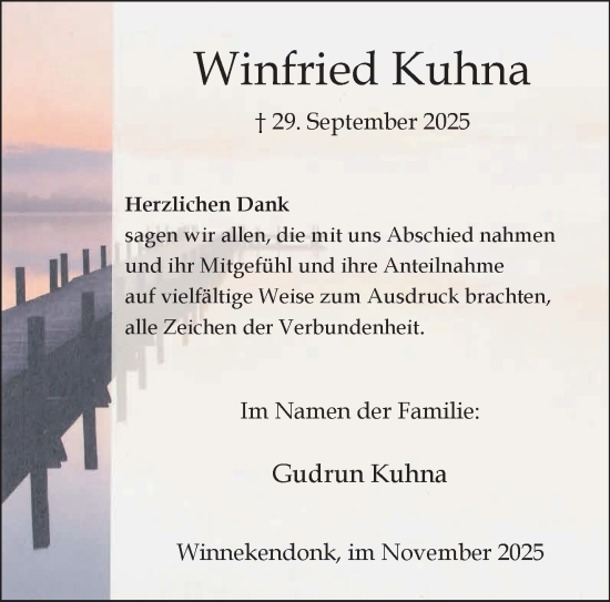 Traueranzeige von Winfried Kuhna von NNA