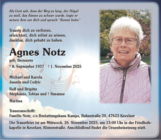 Traueranzeige von Agnes Notz von NNA
