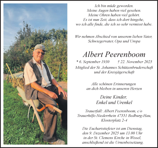 Traueranzeige von Albert Peerenboom von NNA