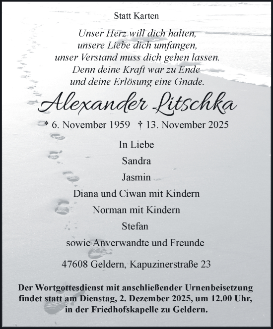 Traueranzeige von Alexander Litschka von NNA