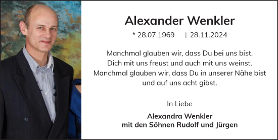 Traueranzeige von Alexander Wenkler von NNA