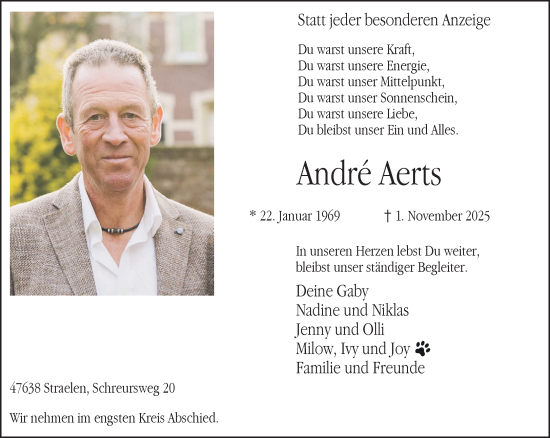 Traueranzeige von André Aerts von NNA
