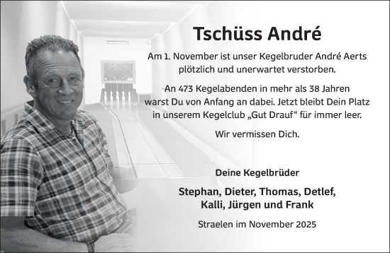 Traueranzeige von André Aerts von NNA
