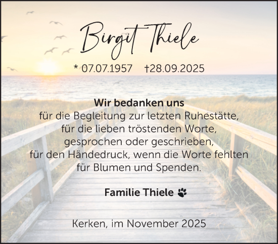 Traueranzeige von Birgit Thiele von NNA