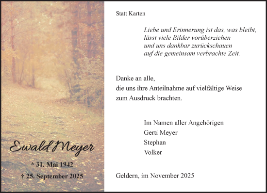 Traueranzeige von Ewald Meyer von NNA