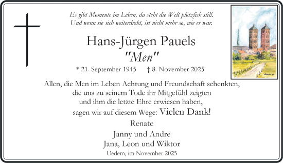 Traueranzeige von Hans-Jürgen Pauels von NNA