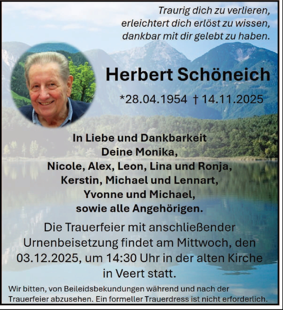 Traueranzeige von Herbert Schöneich von NNA