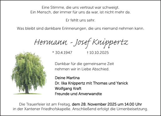Traueranzeige von Hermann-Josef Knippertz von NNA