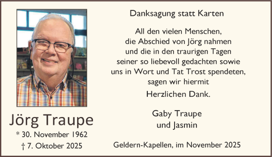 Traueranzeige von Jörg Traupe von NNA