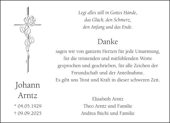 Traueranzeige von Johann Arntz von NNA