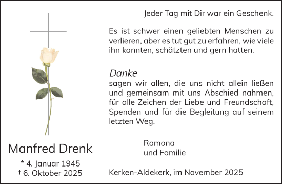 Traueranzeige von Manfred Drenk von NNA